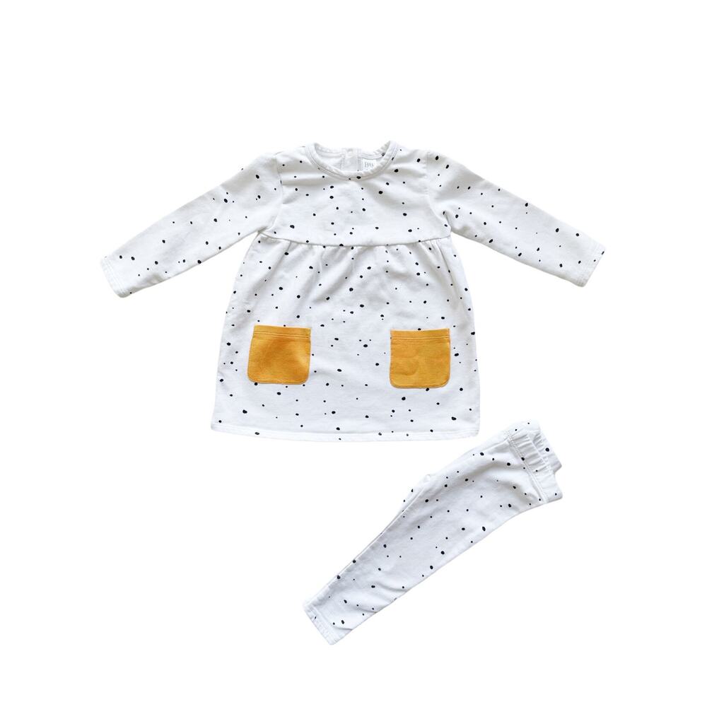 Nordstrom Baby Polka Dot Sweatshirt Dress + Leggings Size 18m